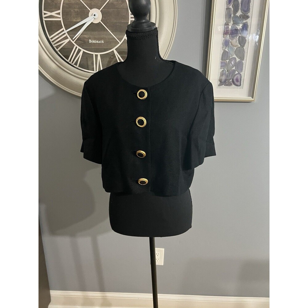 Jaeger︱Black Jacket︱Cropped︱Big, Gold Buttons︱Rayon/Linen︱Suit